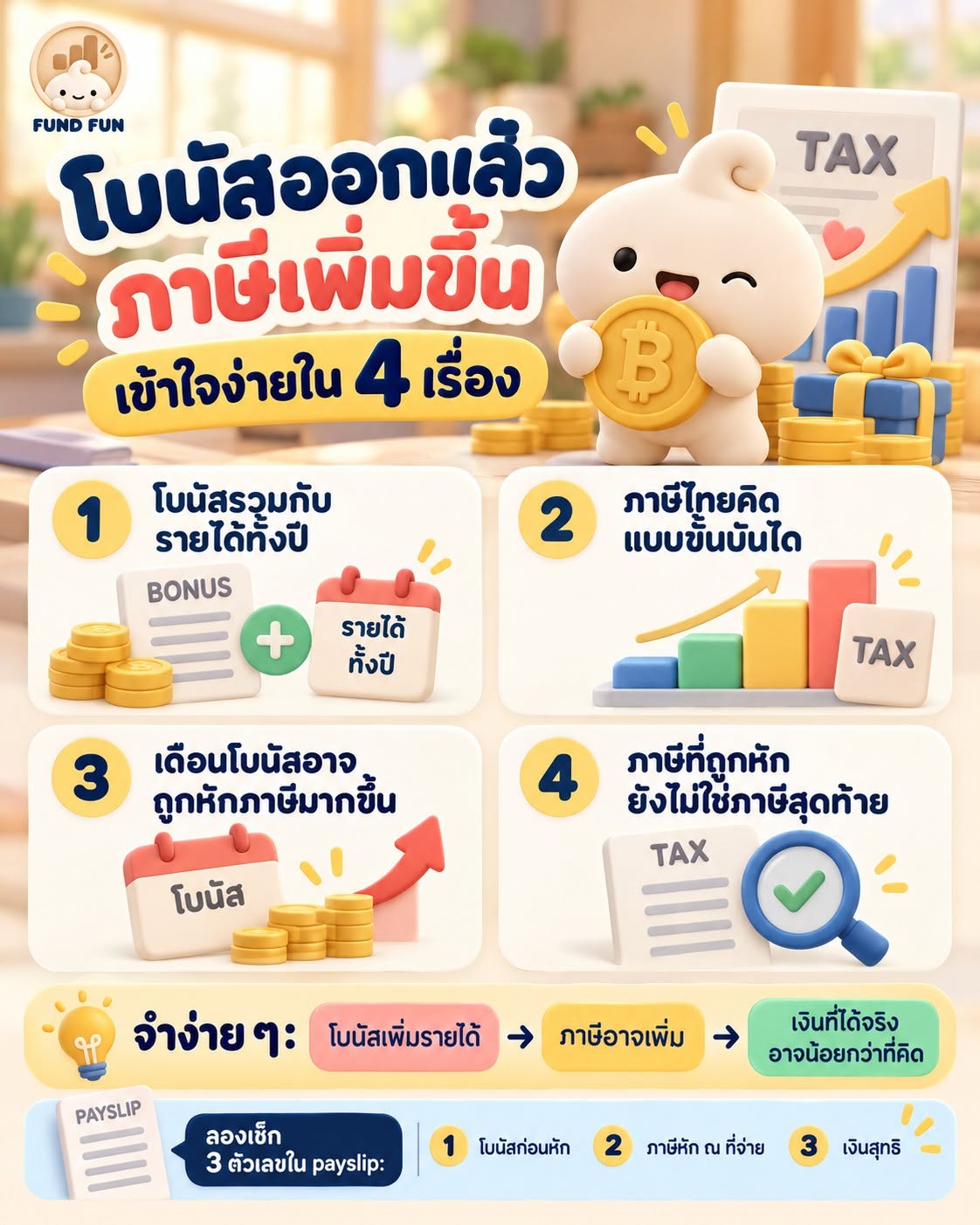 โบนัสกับภาษี และเงินสุทธิที่ได้รับจริง